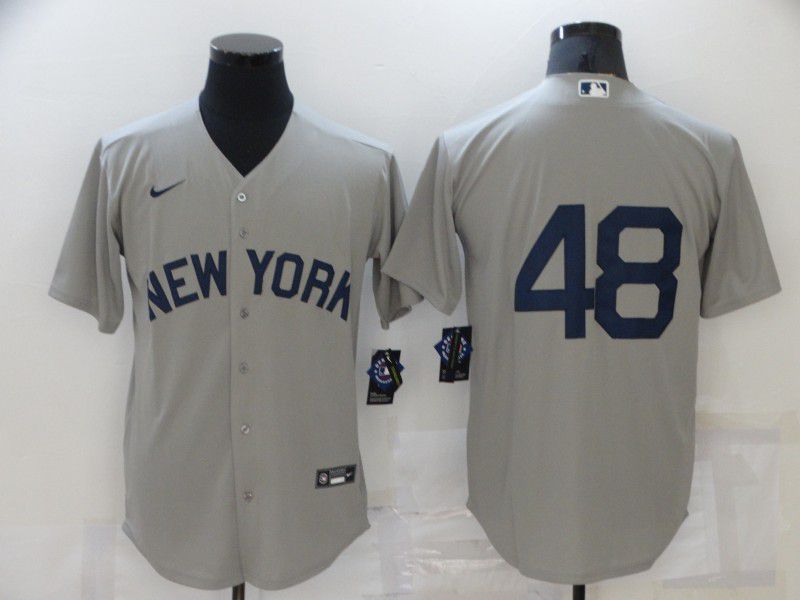 Men New York Yankees 48 No Name Grey Game 2021 Nike MLB Jersey